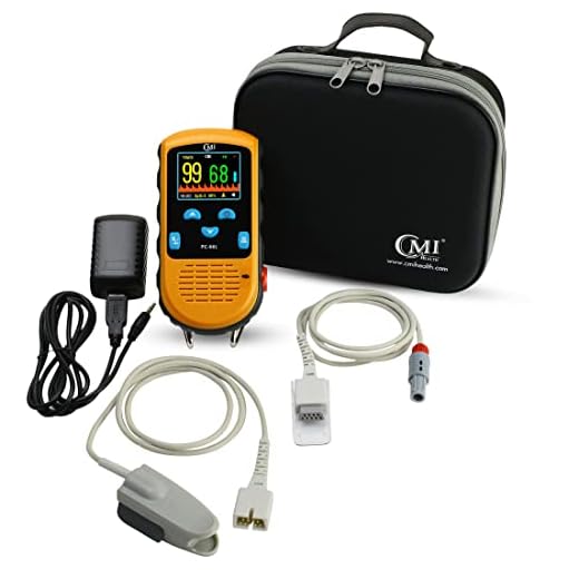CMI Health Rechargeable Pulse Oximeter - Adult Finger Spot-Checking - Adjustable Alarm for Pulse Rate and SpO2 Levels - Carry Case, AC Adapter Included