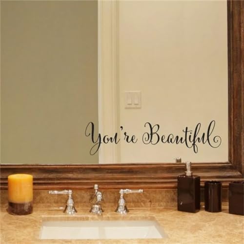 Sticker de Pared Bathroom Art You're Beautiful Negro miniatura 5