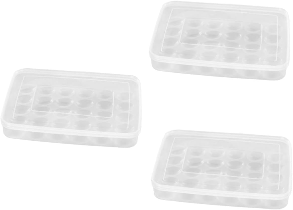 3pcs 30 Egg Tray with Lid Bandejas para Comida Egg Storage Container Food Trays Egg Holder Containers for Food Fridge Egg Container Refrigerator Egg Carton White (Whitex3pcs mediumx3pcs)