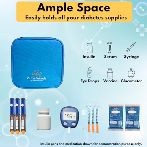 Image of Insulin Cooling Travel Bag for Diabetics | Two Ice Gel Packs | Keep Insulin Cool and Safe for 6-8 Hours | Cooler Pouch Case | Insulin Cooler Bag with Glucometer Pocket (Sky Blue)