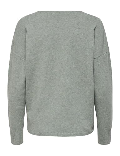 ONLY Damen Struktur Strickpullover V-Ausschnitt Sweater Lockerer Pullover Langarm Oberteil ONLRICA Life, Farben:Grün, Größe:L 3