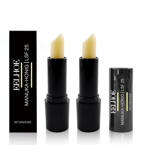 2 Stück Manuka Lippenpflege, Propolis Lippenbalsam, mit Bienenwachs und Vitamin E, Zitronenextrakt, Honig Lippenbalsam, Nicht Klebend, Hydrating Lip Balm, für Sehr Trockene Lippen