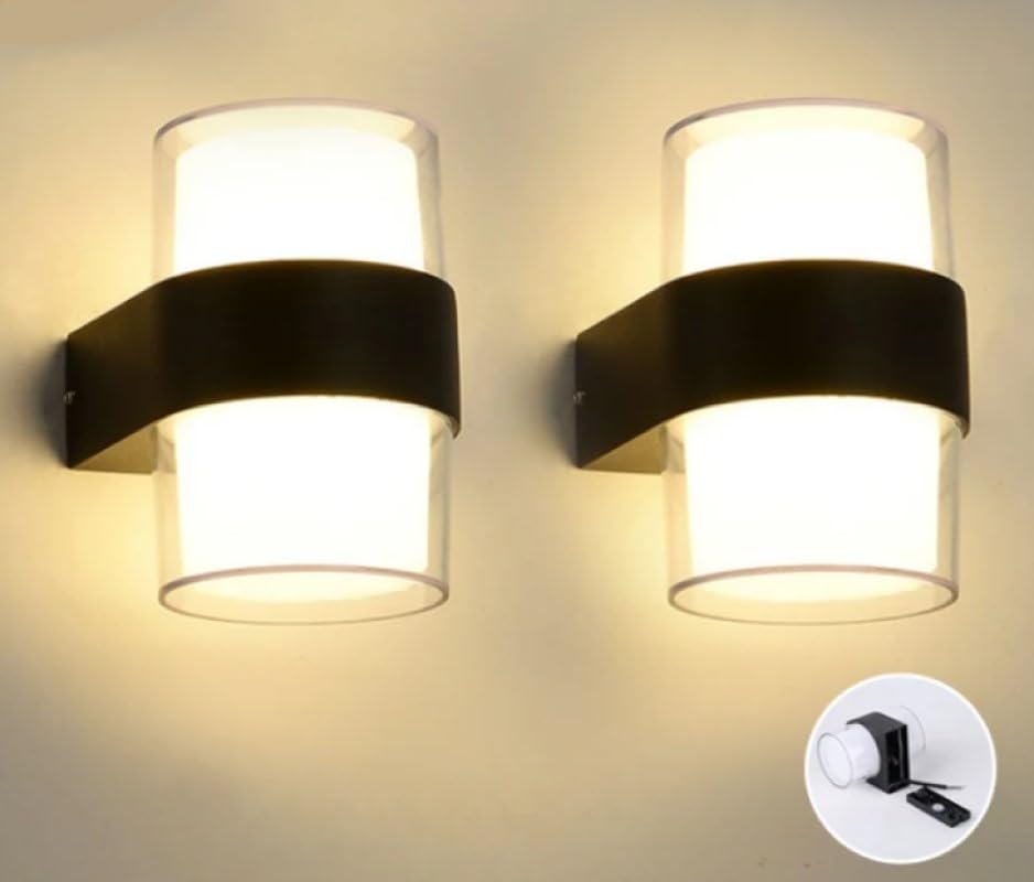 Duvar LED Lamba 12W Gün Işık 3200K Bahçe Teras İÇ&Dış Mekan Dekoratif LED Aplik Aydınlatma (2 Adet)