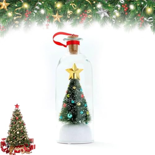 Image of Christmas Tree Message in Bottle, Recordable Message in a Bottle Christmas Ornament with Playback Cork, Christmas Keepsake, Unique Xmas Gift for Family & Friends (1)