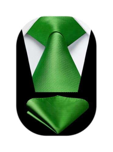 Image of HISDERN Mens Ties Solid Color Ties for Men Formal Necktie with Pocket Square Set Satin Silk Neck Tie Handkerchiefs Set