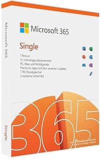 Microsoft 365 Single - 1 PC/MAC, 1 Year - DE - Box, Black, (QQ2-01421)