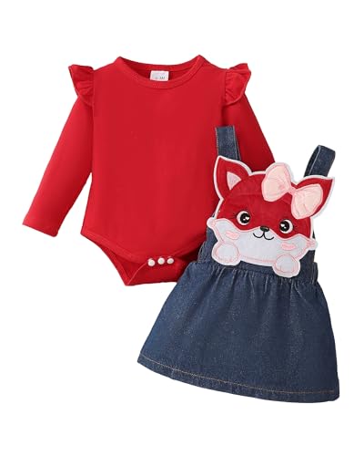 Image of Kucnuzki Newborn Baby Girl Clothes Toddler Long Sleeve Ruffle Romper Top Infant Skirt Set Little Girl Overall Dress