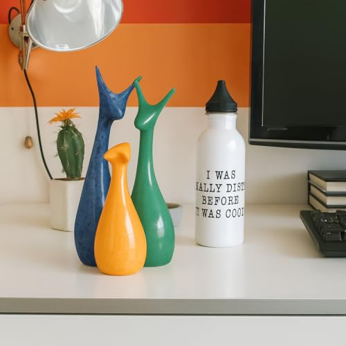 Image of Beautiful Home Decor Lucky Deer Statue Family Ceramic Statues - (Set of 3, Yellow Green & Blue)