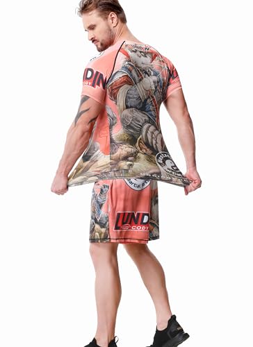 Men Compression Short Sleeve Shorts Set Athletic Base Layer Cool Dry Workout Fitness Set Slim Body Shaper3