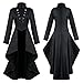 Damen Steampunk Vintage Frack Jacke Unregelmäßiger Saum Gothic Kleidung Viktorianischer Gehrock Lang Mantel Renaissance Halloween Kostüm Mittelalter Cosplay Uniform für frauen(Schwarz,M)