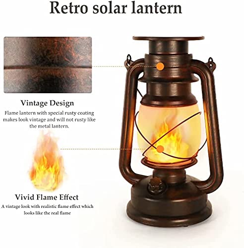 Solar Lanterns Outdoor Hanging, Led Vintage Solar Lantern Flicker Flame Solar Lights Outdoor Hanging Lantern Waterproof Camping Lamp Landscape Decorative For Garden Patio Deck Yard Path 2 Pack #TOP1