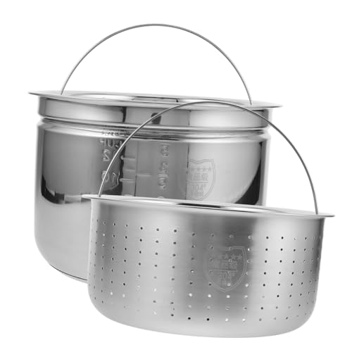 Cabilock 1ensemble Cuit-vapeur Acier Avec Panier De Drainage Pour Cuiseur Électrique Pot Intérieur Compatible Avec Autocuiseurs Pour Riz Et Vapeur