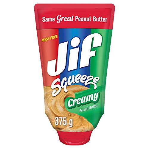 Jif Squeeze Peanut Butter, Smooth No Stir Texture, Gluten Free, 375 g (Pack of 1)