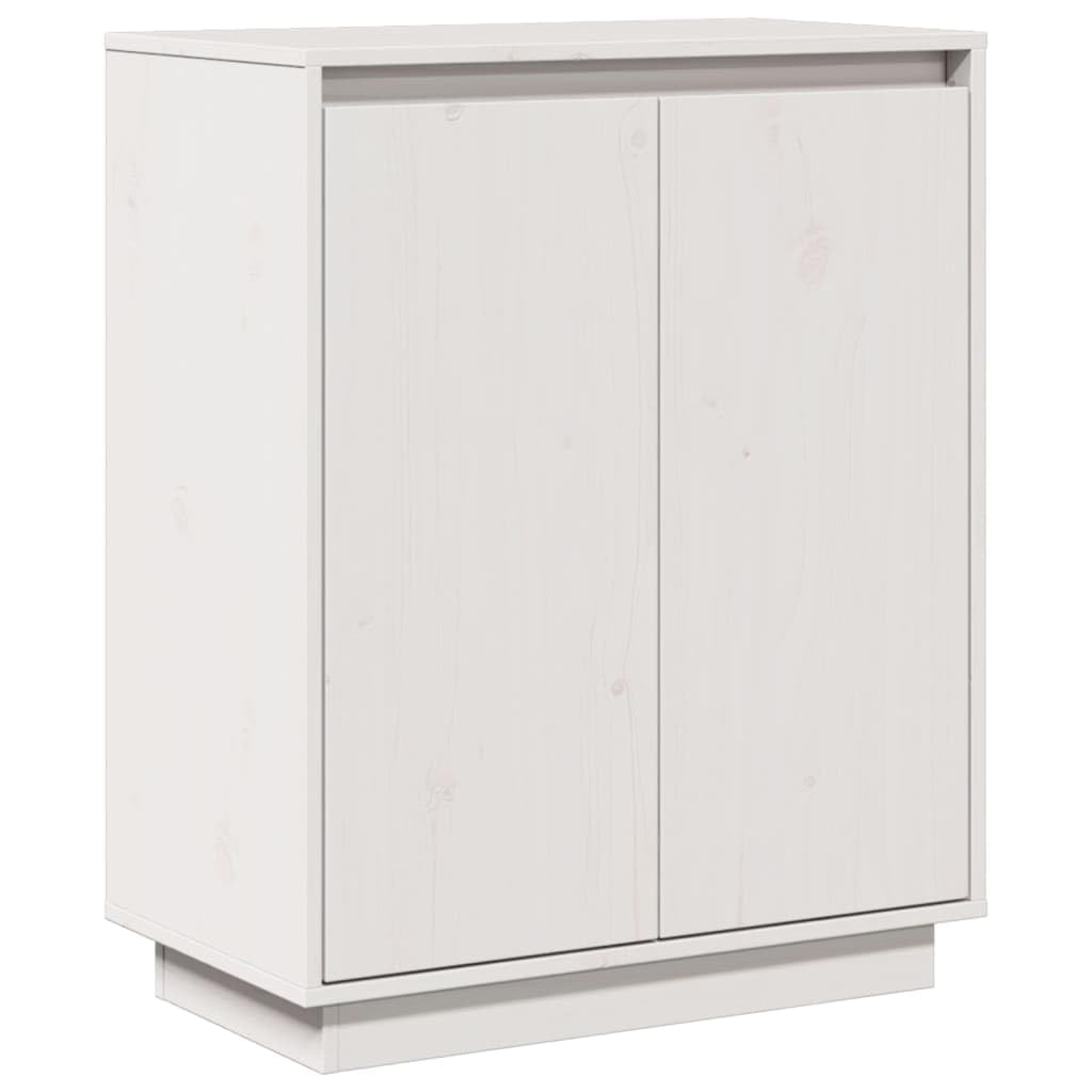 vidaXL Aparador Armario Auxiliar Lateral Alacena Sala de Estar Almacenaje Organizador Salón Dormitorio Blanco 60x34x75 cm Madera Maciza de Pino