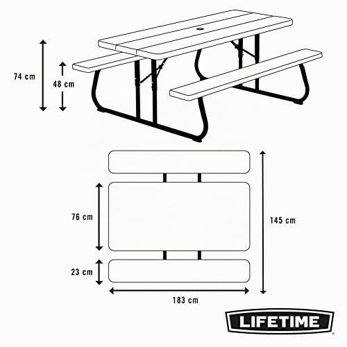 LIFETIME Table de Pique Nique Pliante Marron 182,9 x 76,2 x 73,7 cm 60112
