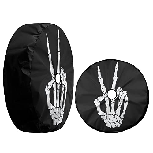 Image of Delerain Skeleton Hand Spare Tire Cover with Backup Camera Hole for RV Trailer SUV Truck and Many Vehicle, Wheel Covers Sun Protector Waterproof (15 Inch for Diameter 27 inch-29 inch)