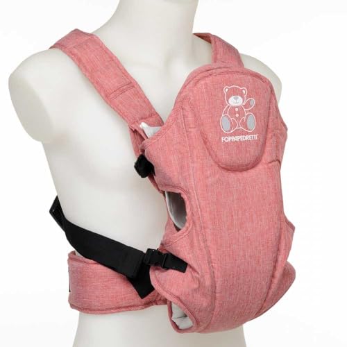 Foppapedretti Marsupio Porta Bimbo Marsupi8, Bambini Da 3.5 A 9 Kg, Rinforzo Lombare, Spallacci Imbottiti, Fibbie Laterali, Utilizzabile Fronte Genitore/Strada Riduttore Primi Mesi Incluso,Jeans Rosso - 3