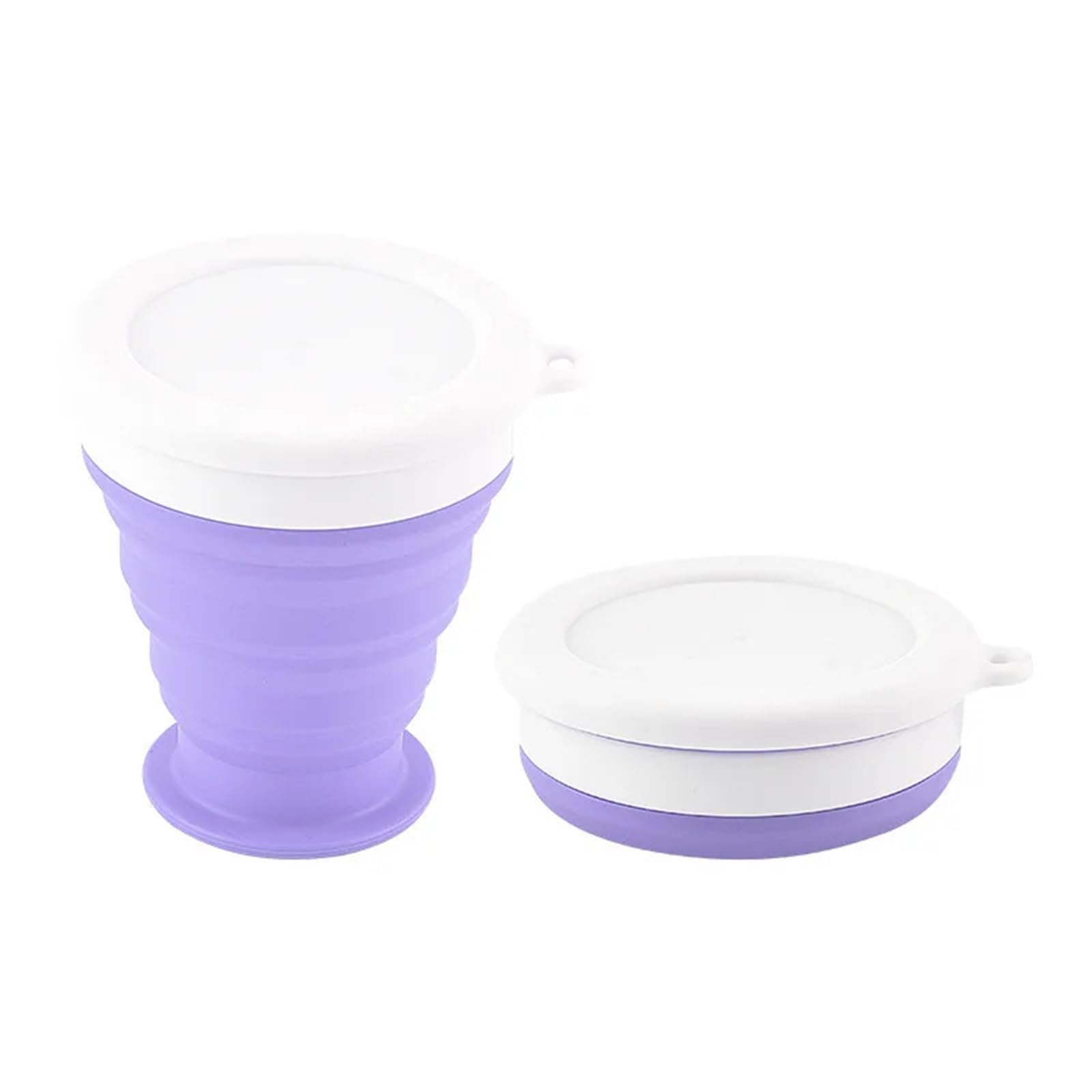 Gobelet pliable Gobelet en silicone Tasse d'eau pliante en Silicone, Portable, télescopique, pliable, avec couvercle, for et Camping, 200/350ml(Purple,350ml)