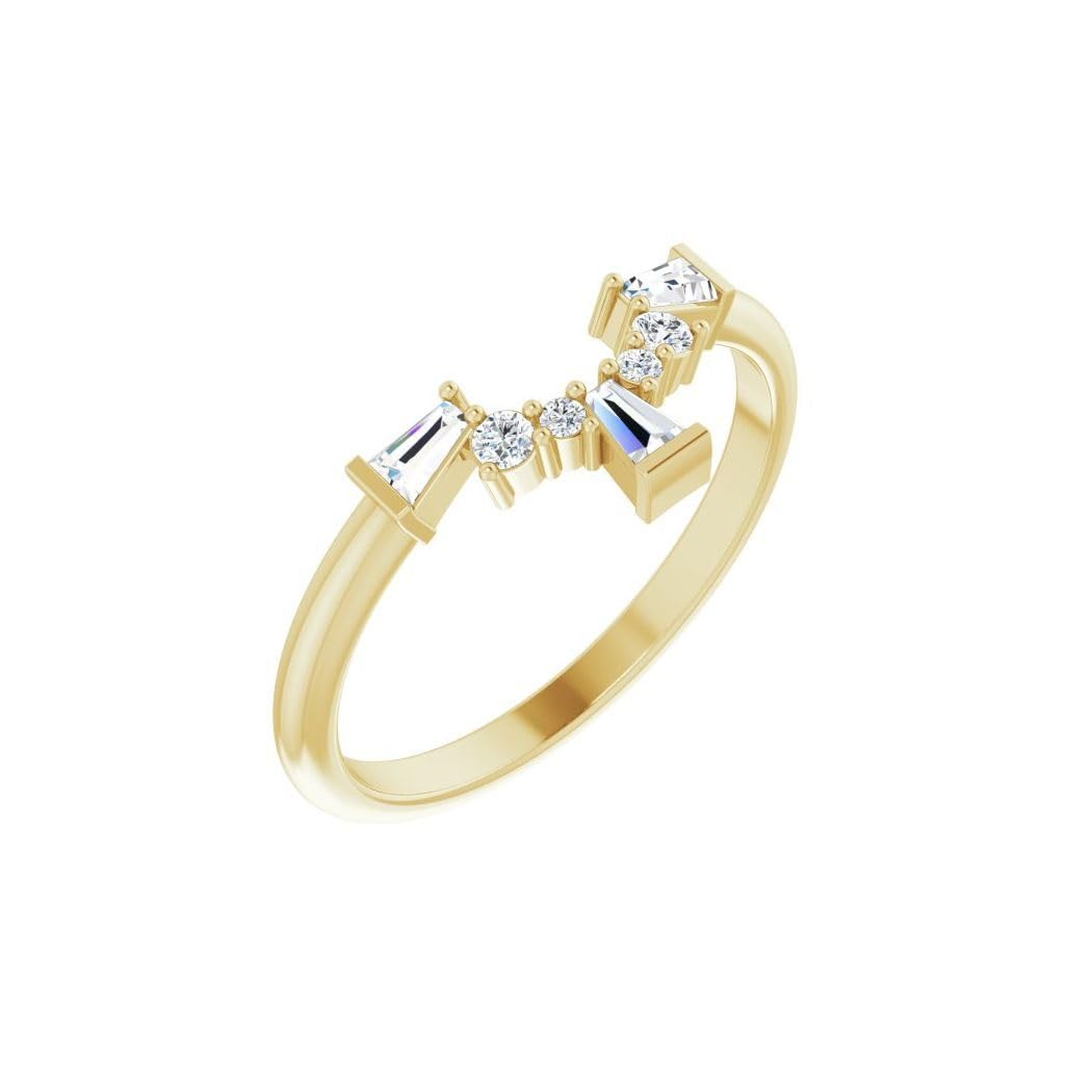 14ct Yellow Gold Band Ring Lab Created Diamond Tapered Baguette 3x2x1mm Lab grown Diamond Polished 0. Jewelry Gifts for Women
