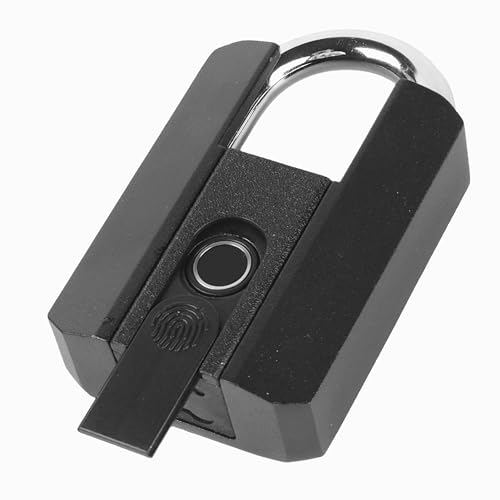 RiNTREE, Smart Lock, Fingerprint Padlock w 2 Keys, Waterproof Fingerprint Lock, APP Keyless, Biometric Electronic Lock with USB Rechargeable, Bluetooth Compatible for Door, Locker, Warehouses, Black
