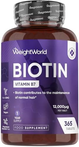 Biotin Tablets - 365 Vegan Tablets - 1 Year Supply - 1 Tablet per...