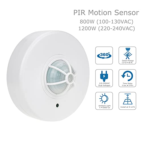 J.lumi Yca1001 Ceiling Mount, 360 Occupancy Sensor, High Sensitivity Pir Motion Sensor Light Switch (Ac 110V-130V / 220-240V) #TOP1