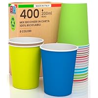 100 Bicchieri Carta 200ml Biodegradabili - Mix Colori, Made In Italy, Per Bevande Calde E Fredde - Foto 11