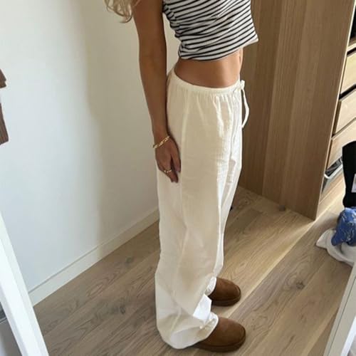 Solid Color Wide-Leg Drawstring Pants for Women - High-Waist Loose Fit Lounge Pants for Home or Casual Going Out2