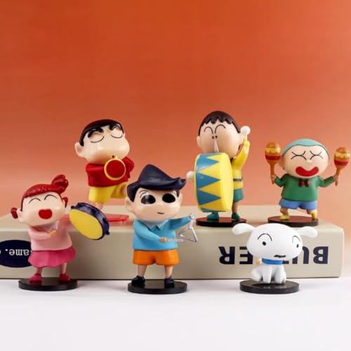 Image of FUNFOB Shinchan Action Figure | Shin chan Figurine Cartoon Figures Toys for Boys & Girls PVC Multicolour (Shinchan Dancing with Friends)