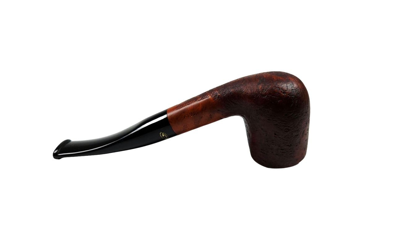 RUSTIC MARRONE pipa da biliardo semi piegata in radica rustica