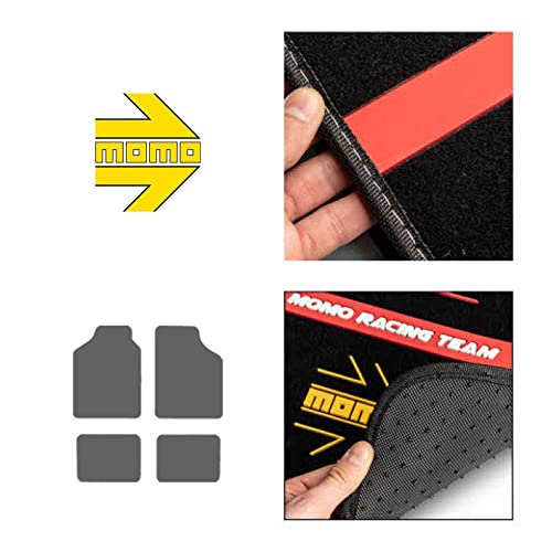 Momo Set Tappetini Auto Universali 4 Pezzi Nero/Rosso - 8