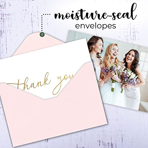 100 Bulk Thank You Cards With Envelopes - Blank Cards And Envelopes - Thank You Cards Wedding With Envelopes Set - Gold Script Thank You Notes - Thank You Cards Bridal Shower (4 X 6 Inches) (100 Pack) #TOP5