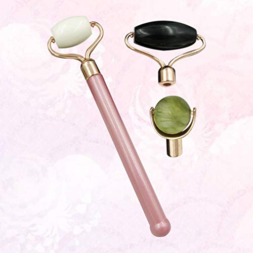 PIXNOR Rolo de Jade Natural Facial Pedra de Jade Quartzo Facial Rolo de Quartzo Jade Massager Ferram