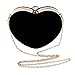 Danse Jupe Women Velvet Heart Shape Clutch Evening Bag Tote Chain Shoulder Purse Black