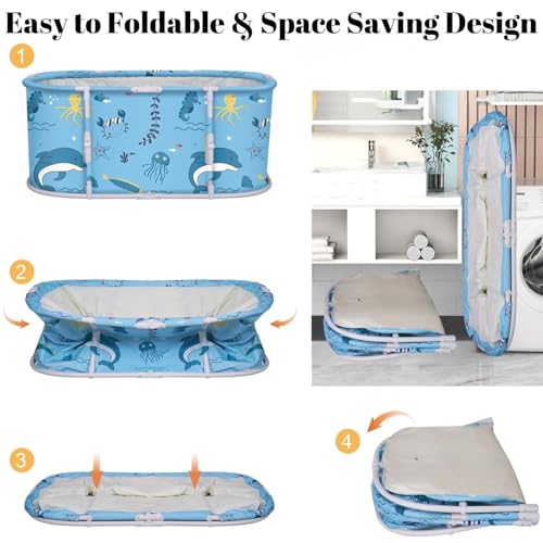 Image of Lexara Portable Folding Bathtub for Bathroom - Large Freestanding Soaking Tub with Thick Insulated, Ice & Hot Spa Tub, Collapsible Cold Plunge Therapy, Muscle Recovery Tub (Fish Bath)