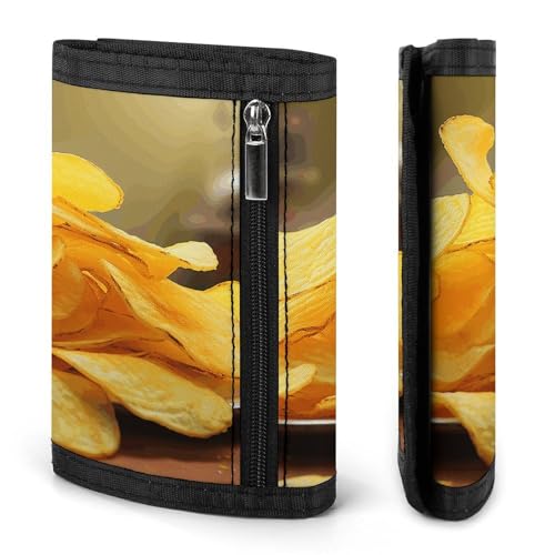 Potato Chips Trifold Wallet for Men - Money Clip Slim Wallets with Multiple Card Slots Minimalist Small Front Pocket Wallet for Everyday Carry3