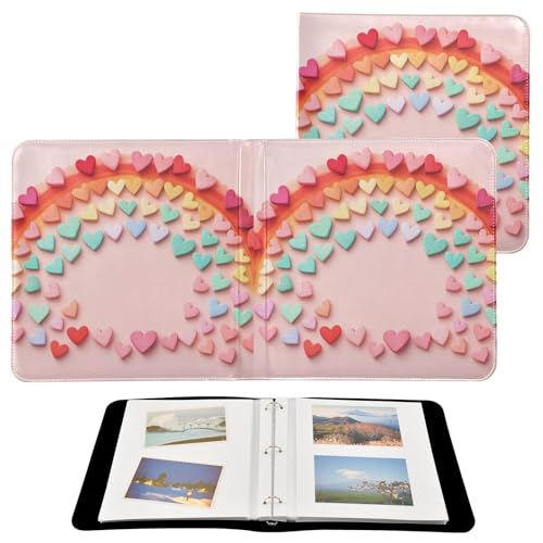 Álbum de fotos adhesivo DIY Scrapbook álbum corazones amor arcoíris día de San Valentín anillas 3 libro de fotos 40 páginas 8x10 para recuerdos miniatura 2