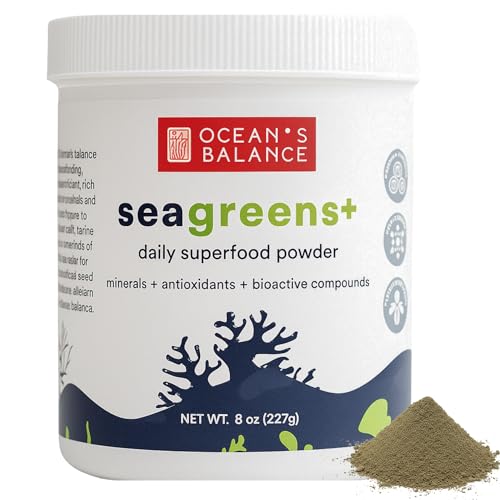 Ocean’s Balance Seagreens+ Daily Superfood Powder — Organic Seaweed Greens Powder with Dulse & Seagreens for Energy, Digestion & Immune Support — Vegan, Gluten-Free, Non-GMO (8oz)