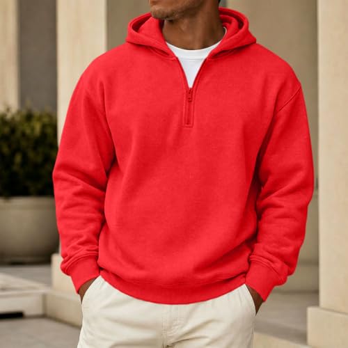 Mens Zip Up Hoodie 1/4 Zip Fleece Big and Tall Classic Oversized Hoodies - image 2
