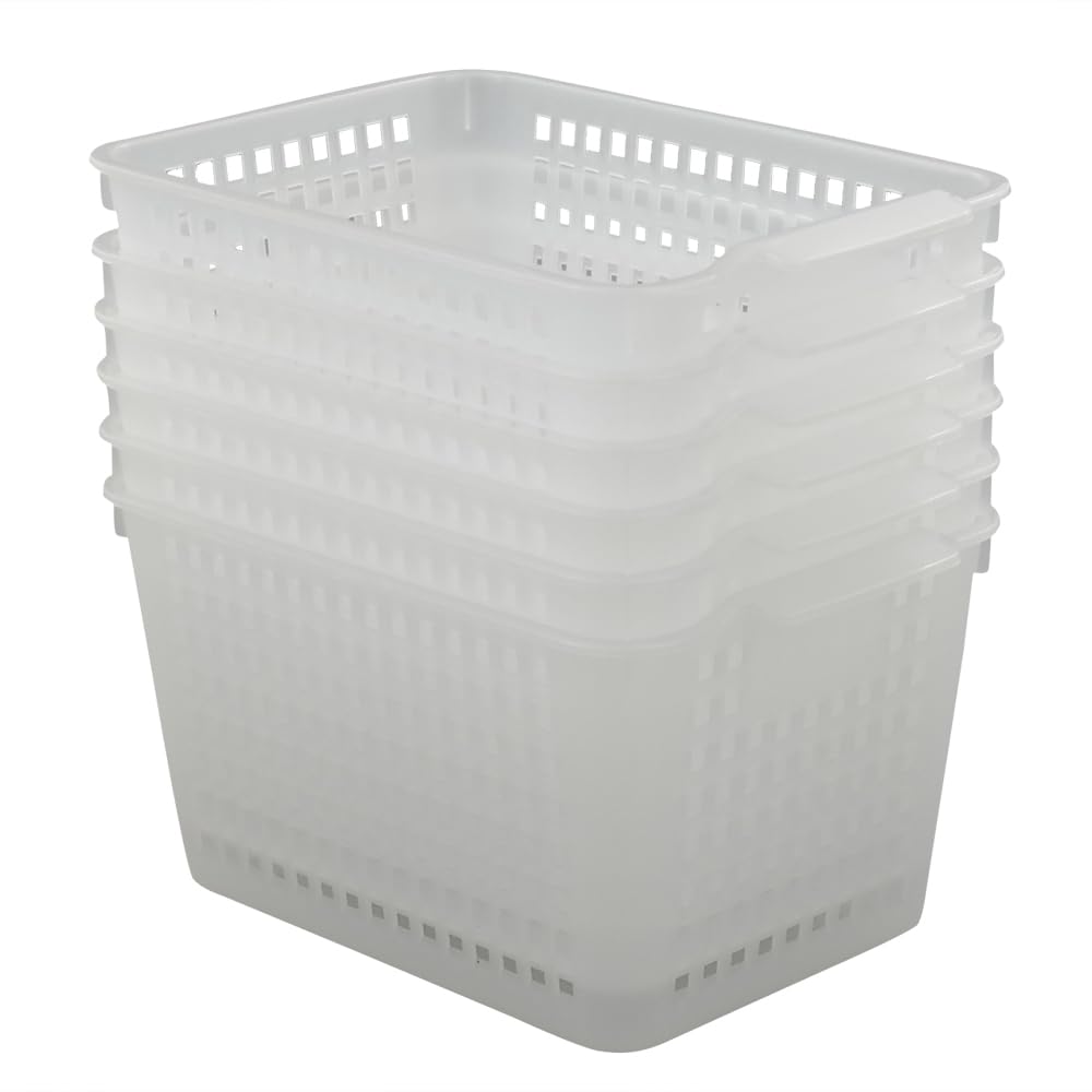 Panier de rangement plastique rectangle boîte transparente placard lot de 3 bacs