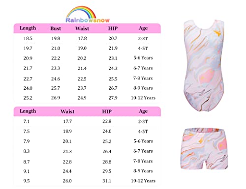 Rainbowsnow Gymnastics Leotards Set For Girls Size 7-8 Years Old Sleeveless Tank Pink Print Leos With Matching Shorts Adorable One Piece Gym Practicing Outfits #TOP7