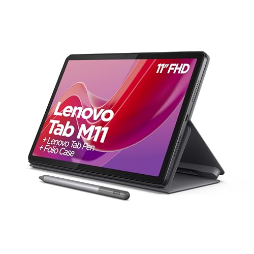 Lenovo Tab M11 - Tablet de 11" (MediaTek Helio G88, 8GB RAM, 128GB Ampliables hasta 1 TB, 4 Altavoces, WiFi, Bluetooth, Android 13) Gris Luna - Incluye Funda y Tab Pen