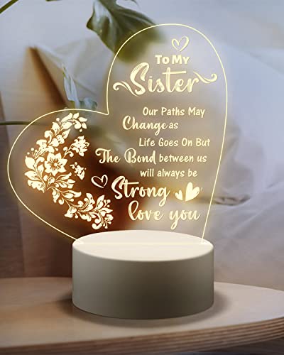 Welsky Sister Gifts From Sister-Sister Birthday Gifts For Sister Night Light Gifts For Sister Graduation Friend Gifts For Sister Thank You Gifts For Sister Wedding Gifts #TOP2