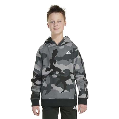 adidas Moletom com capuz de manga comprida e estampa camuflada para meninos, Camuflagem França Preta