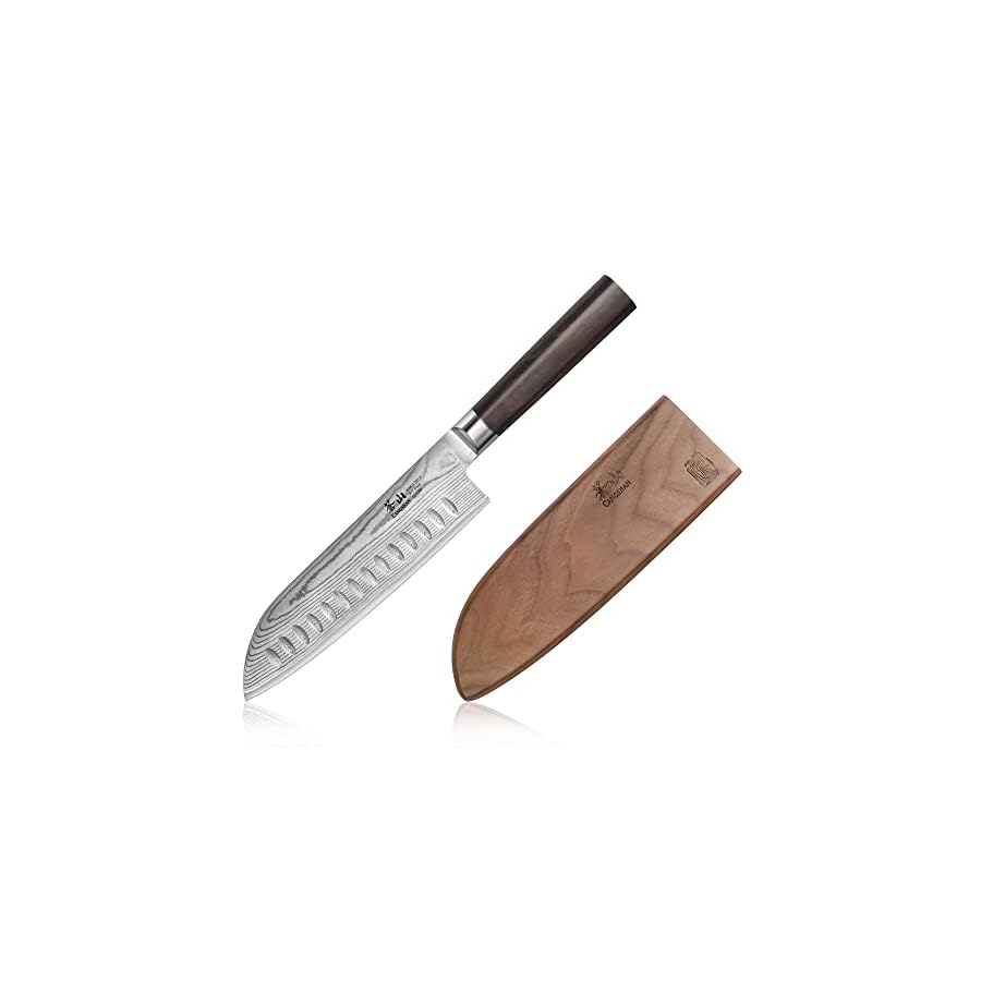 Cangshan HAKU Series 7-Inch Santoku Knife with Sheath, Forged X-7 Damascus Steel, 501066