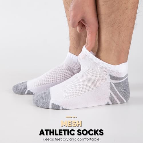 Image of 12 Pairs Men's Low Cut Ankle Socks, Breathable Mesh, Heel Tab, Reinforced Toe /Heel, Socks Size 10-13 (Shoe Size 8-12)
