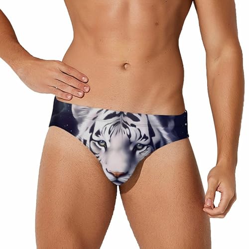Tiger Stars Cloud Men's Swim Briefs Sexy Bikini Swimsuit Beach Shorts Underwear Low Waist