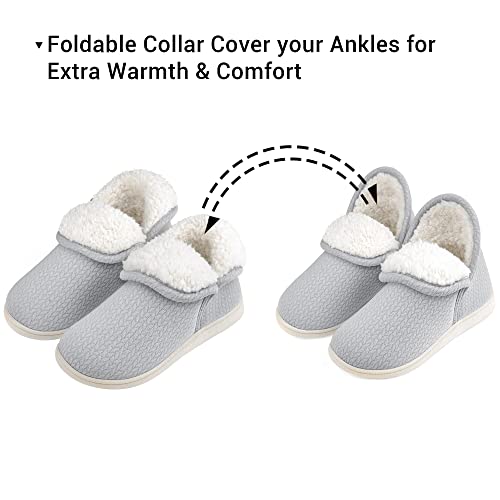 Womens Warm Bootie Slippers Comfy Memory Foam Plush Fleece Winter Indoor House Shoes4