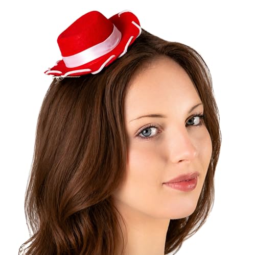 Cosplaya Mini Red Cowgirl Hat with Clips for Womens Cowboy Mens Adult Cosplay Hats Halloween Costumes