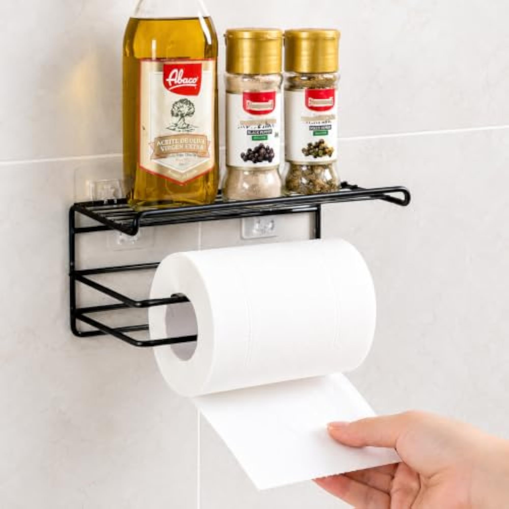 Adhesive Toilet Paper Holder with Shelf, 1 Pc